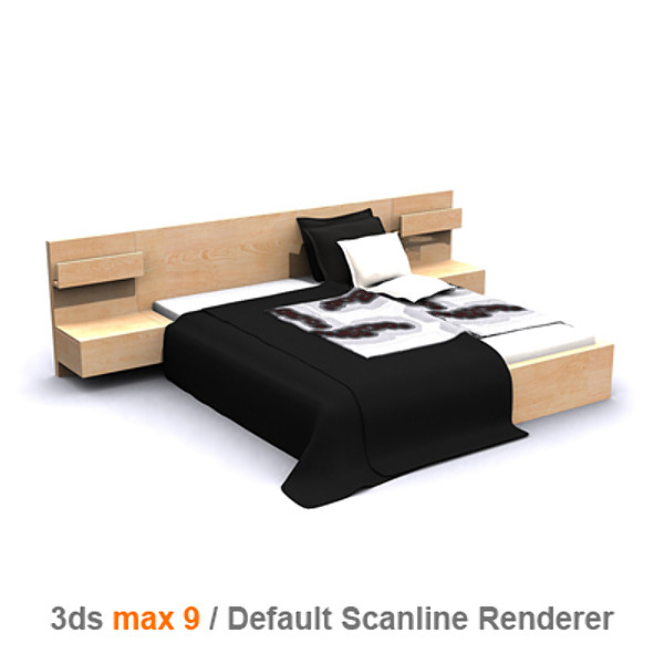 obj architectural visualization bedside cabinet - MALM bed 180 with bedside cabinet by lajhar